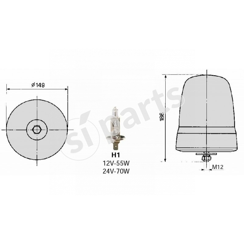 LAMP. ROTANTE BLU 12/24V