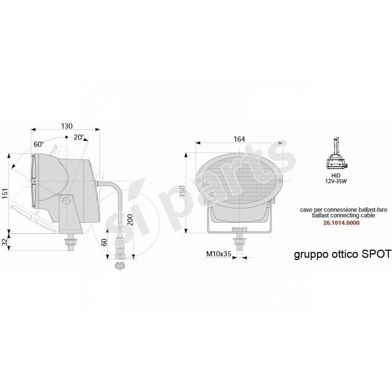 PROIET.ELLIPSE SPOT HID 24V IR.