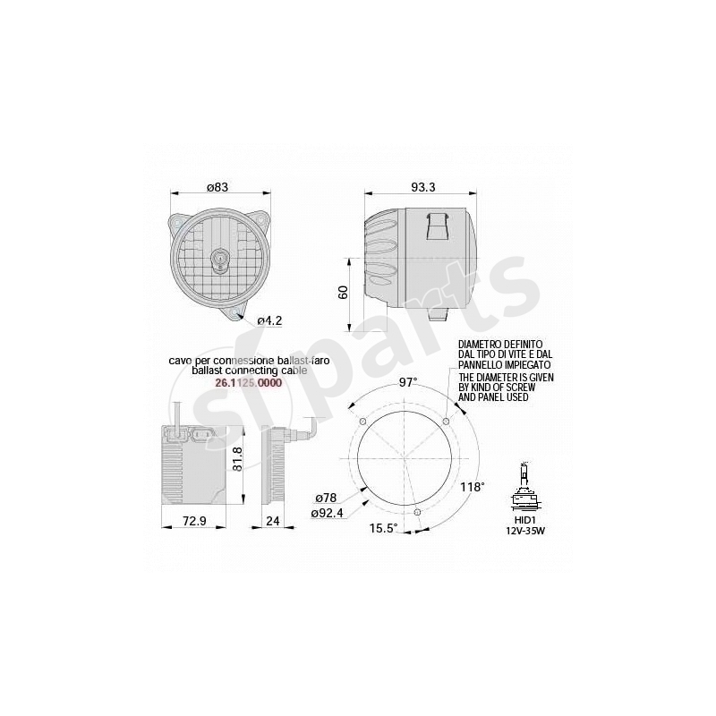 FARO LAV.+LAMP.HID+BALLAST+CAVI IR