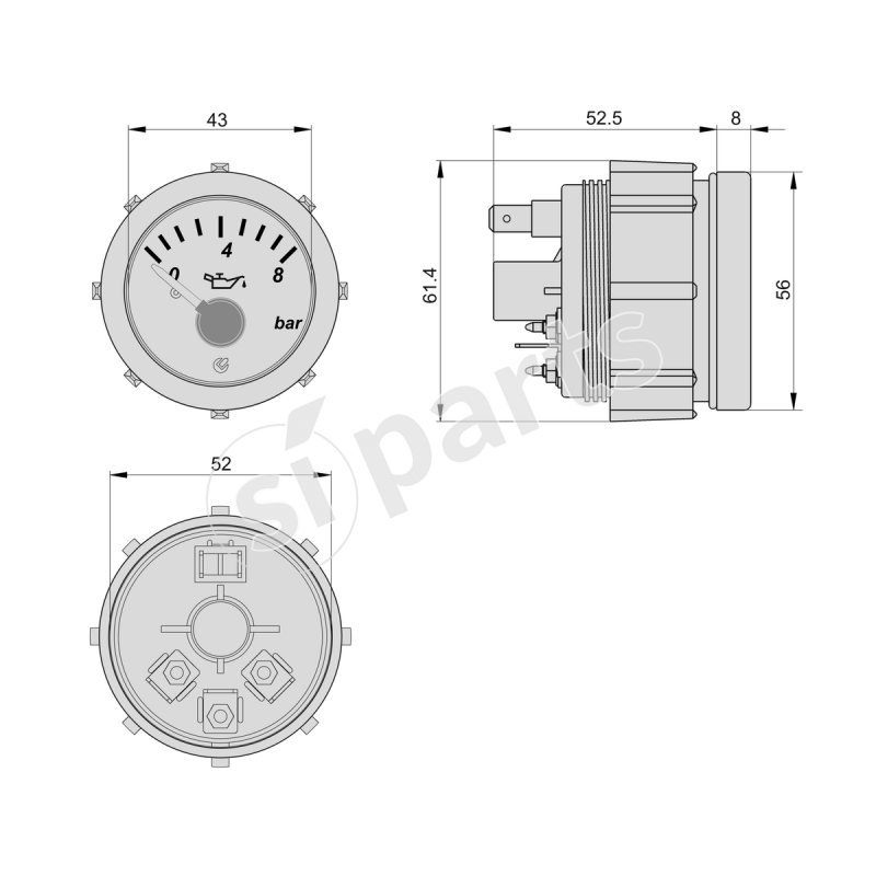 STRUMENTO INDICATORE PRESSIONE OLIO MOTORE 24V IR UNIDECK