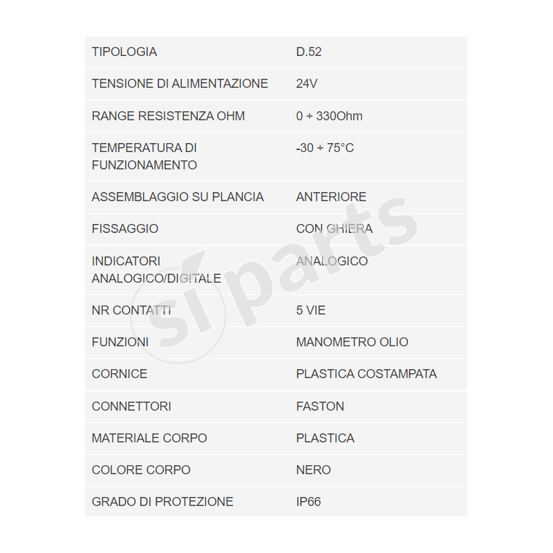 STRUMENTO INDICATORE PRESSIONE OLIO 24V IR UNIDECK