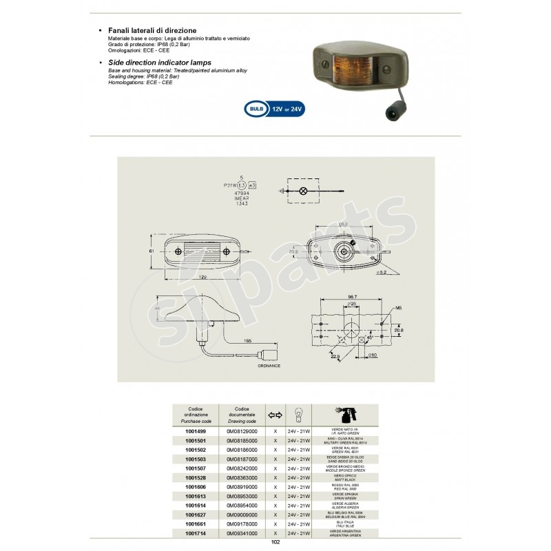 SIDE DIRECTION INDICATOR LAMPS