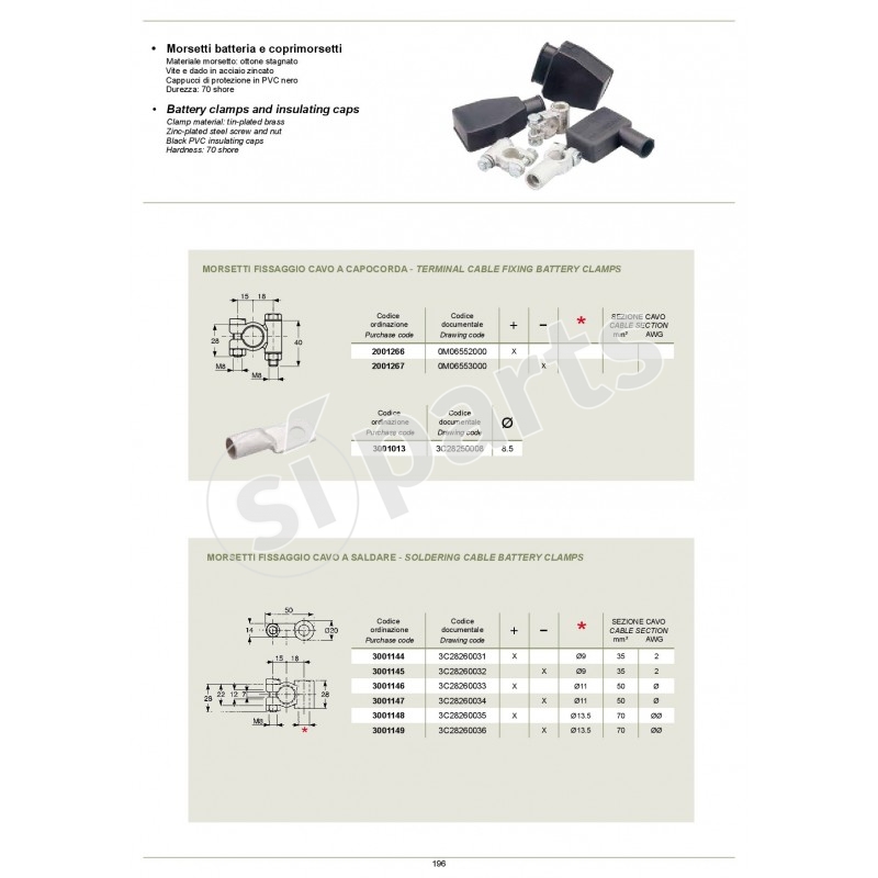 BATTERY CLAMPS AND INSULATING CAPS